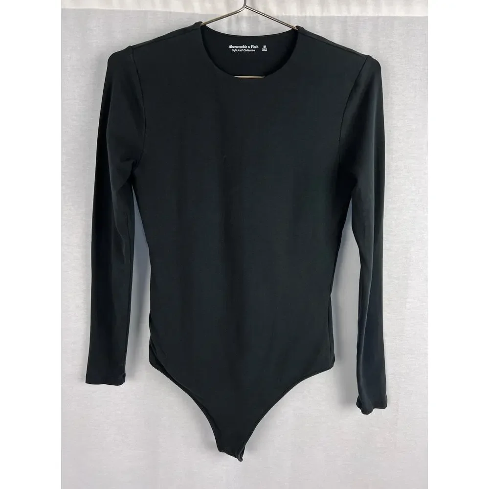 Abercrombie and Fitch Bodysuit Soft A&F Long Sleeve Black Capsule Normcore Basic - Picture 2 of 7